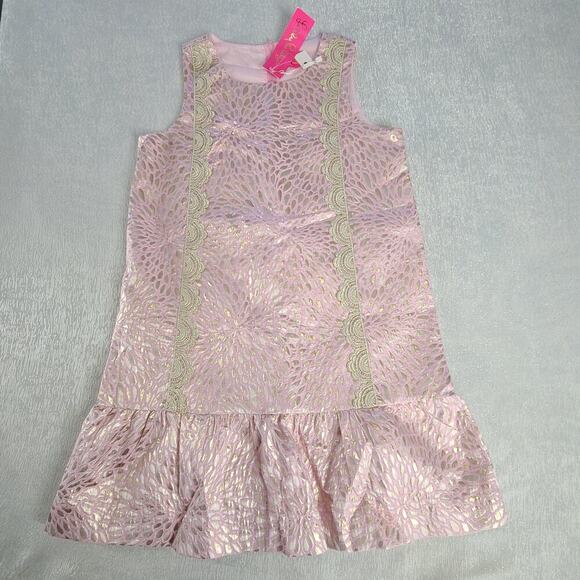 Lilly Pulitzer girl's Thalia Dress in Prosecco Pink Lagoon Jacquard NWT size 16 - Picture 5 of 12
